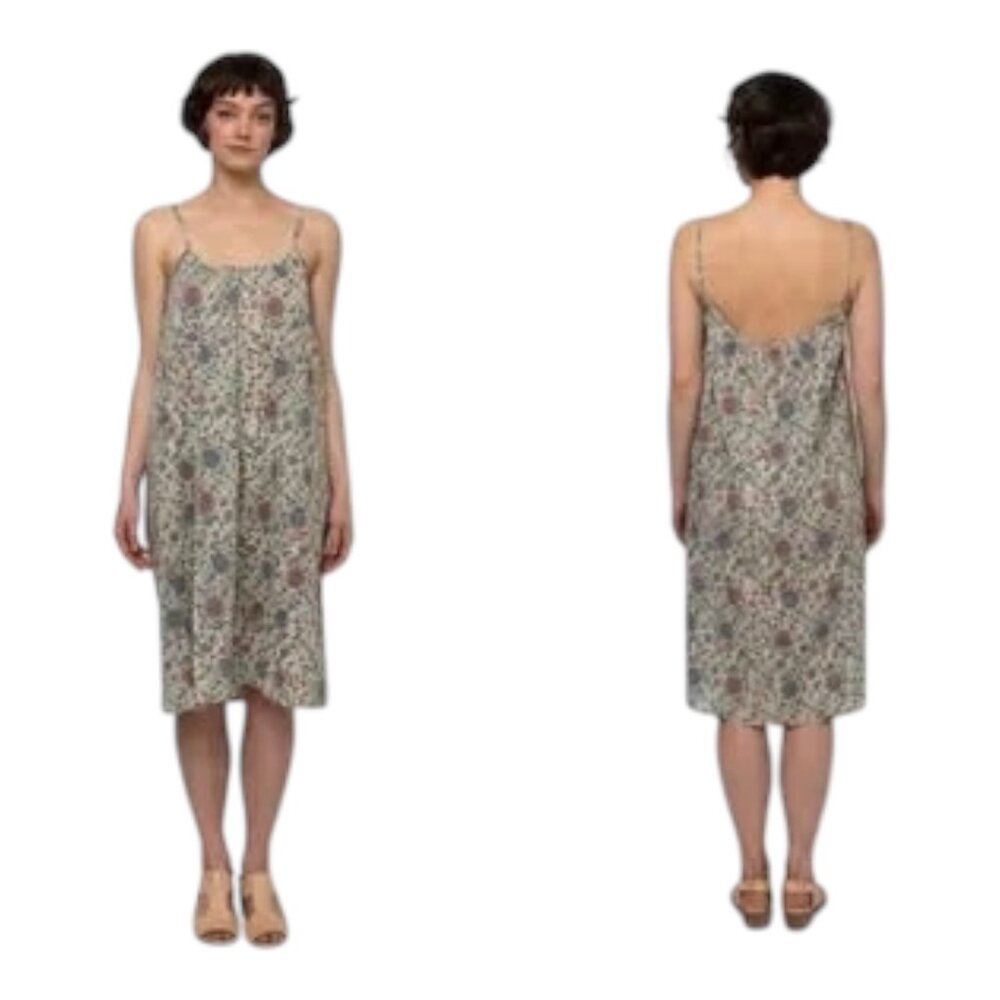 Pietsie Ine Slip Dress Arabesque Floral Ivory Lt Blue Small NWT